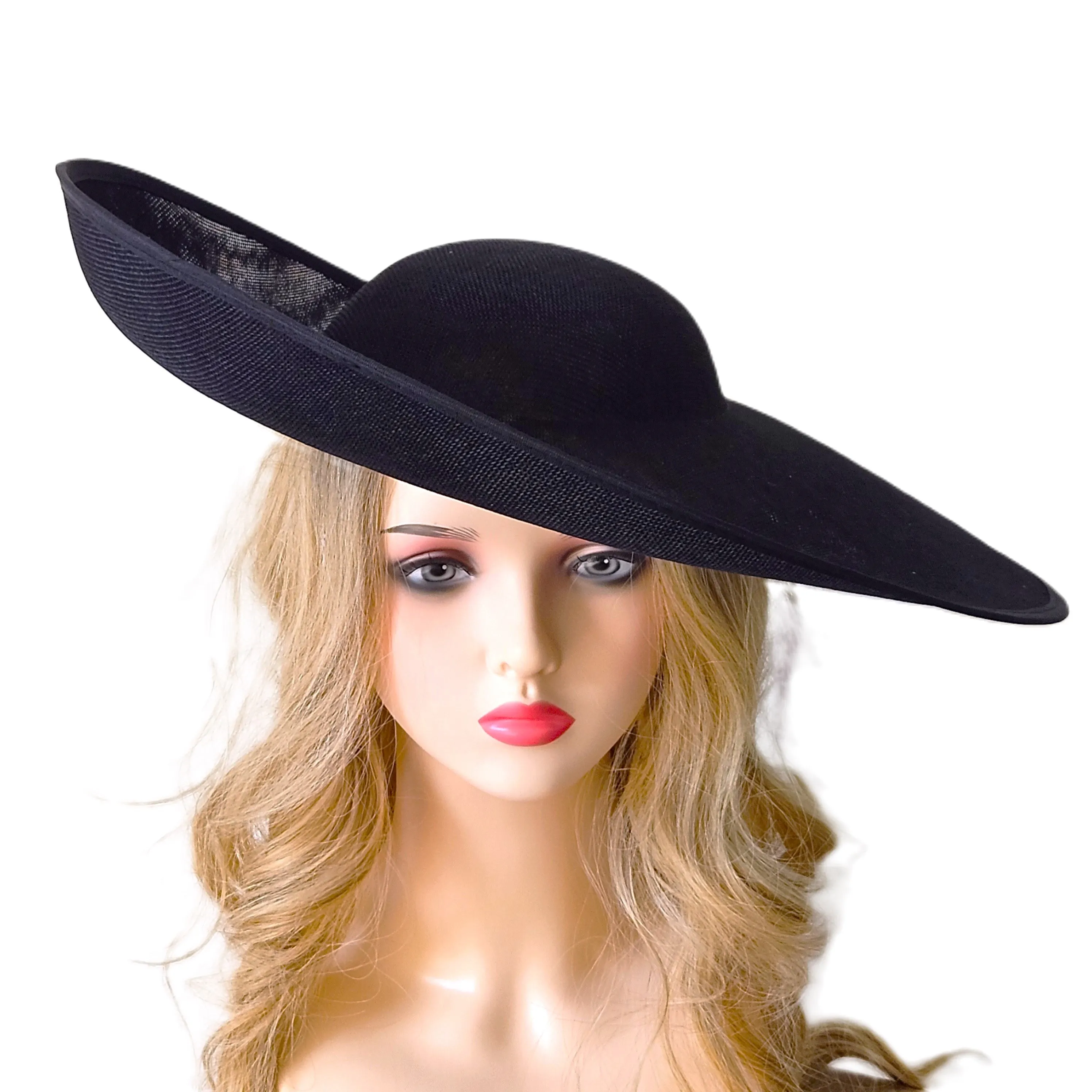 Large Black Hat Ladies Day - Occasion Hats Formal Event Wedding - Racing Hats for Women - Black Church Hat