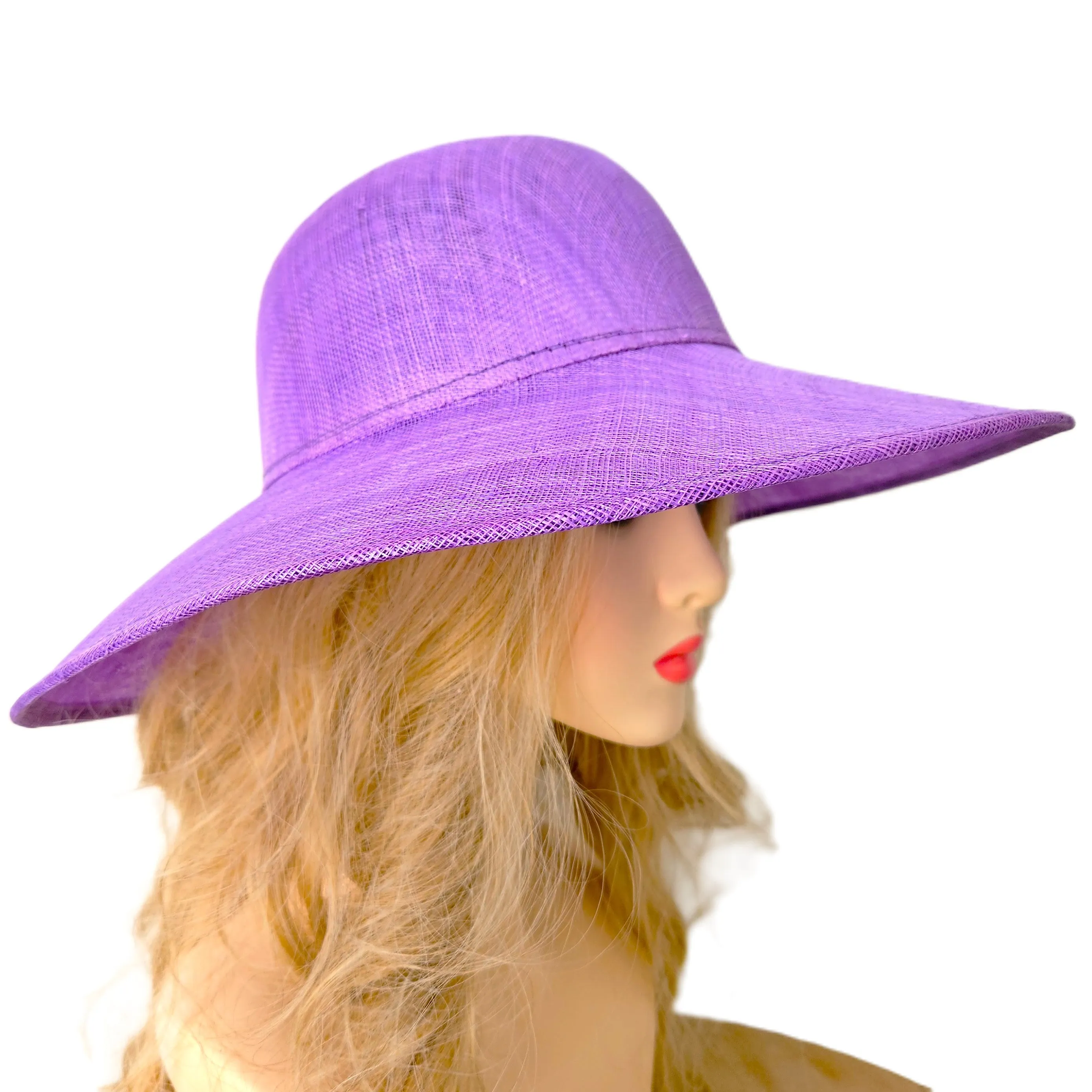 Lavender Hat for Ascot, Weddings, Church and Racing - Ladies Large Hats with Wide Brims for Derby - Church Hats for Women