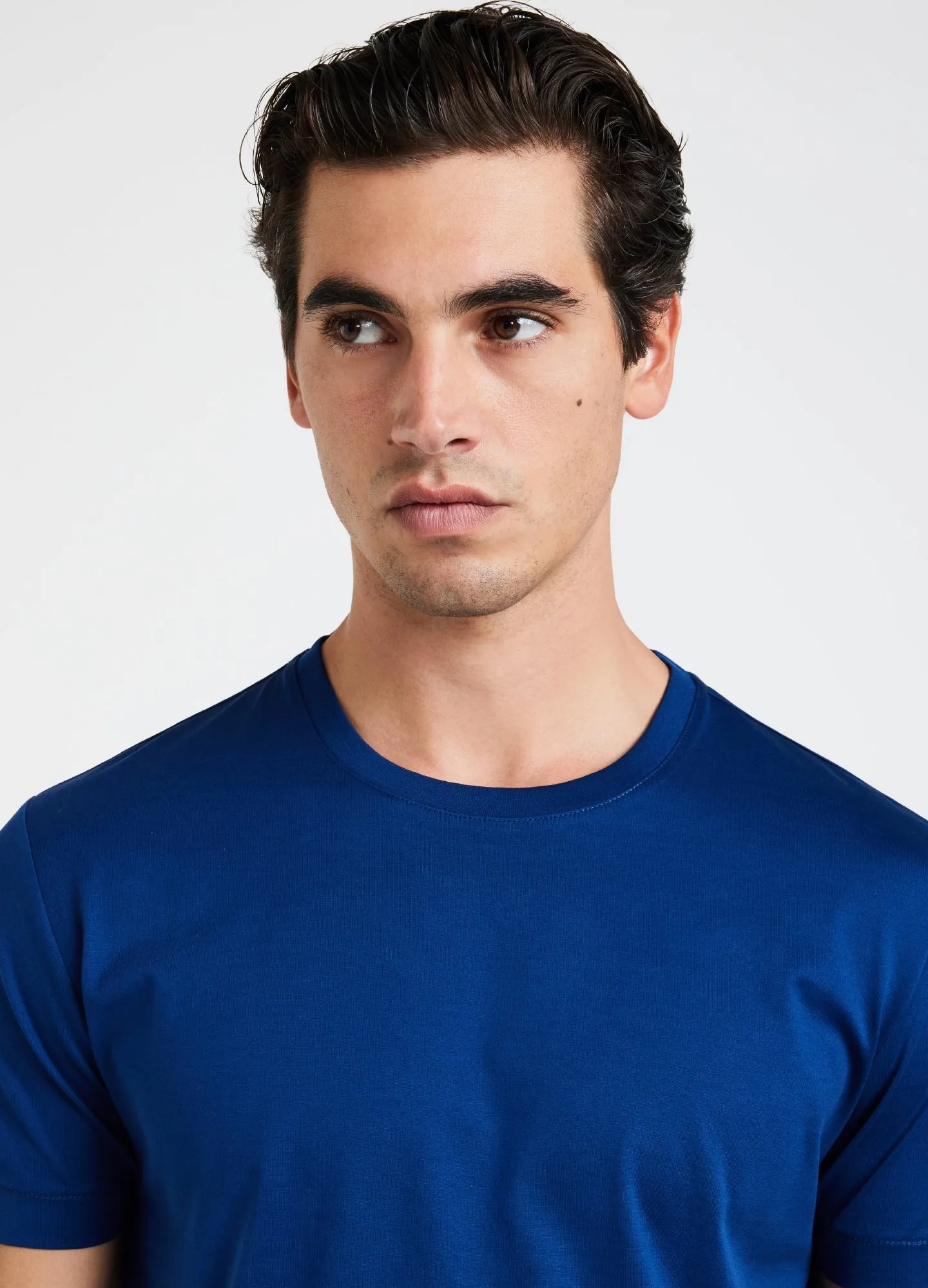 Mercerised Crew Neck T-Shirt Azure