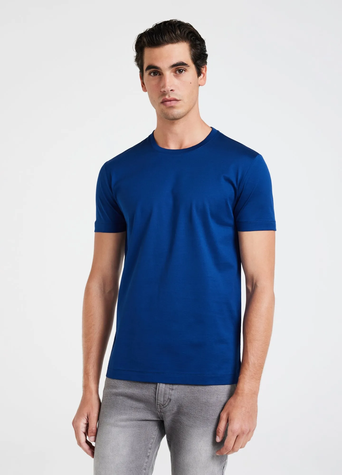 Mercerised Crew Neck T-Shirt Azure