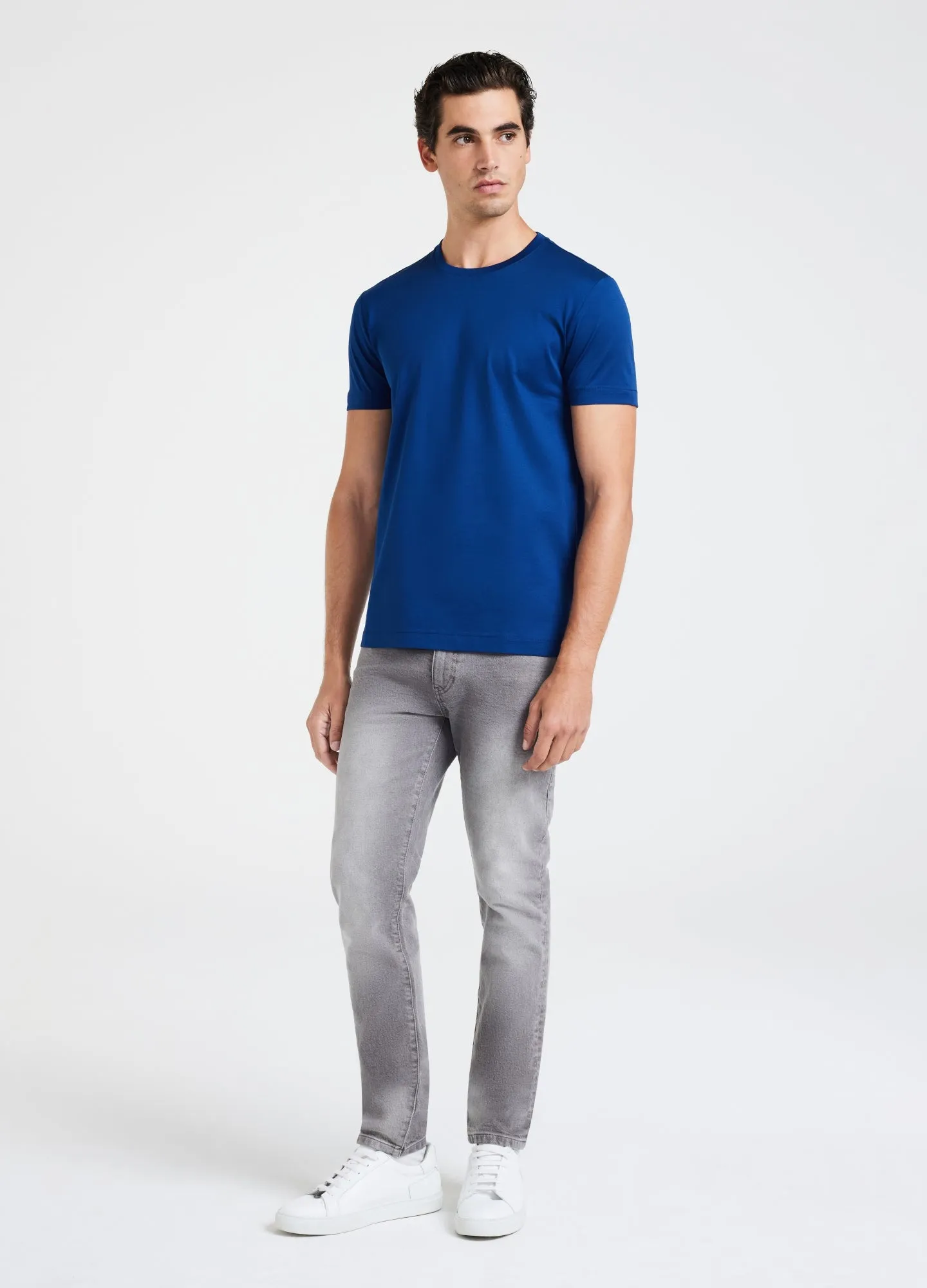 Mercerised Crew Neck T-Shirt Azure