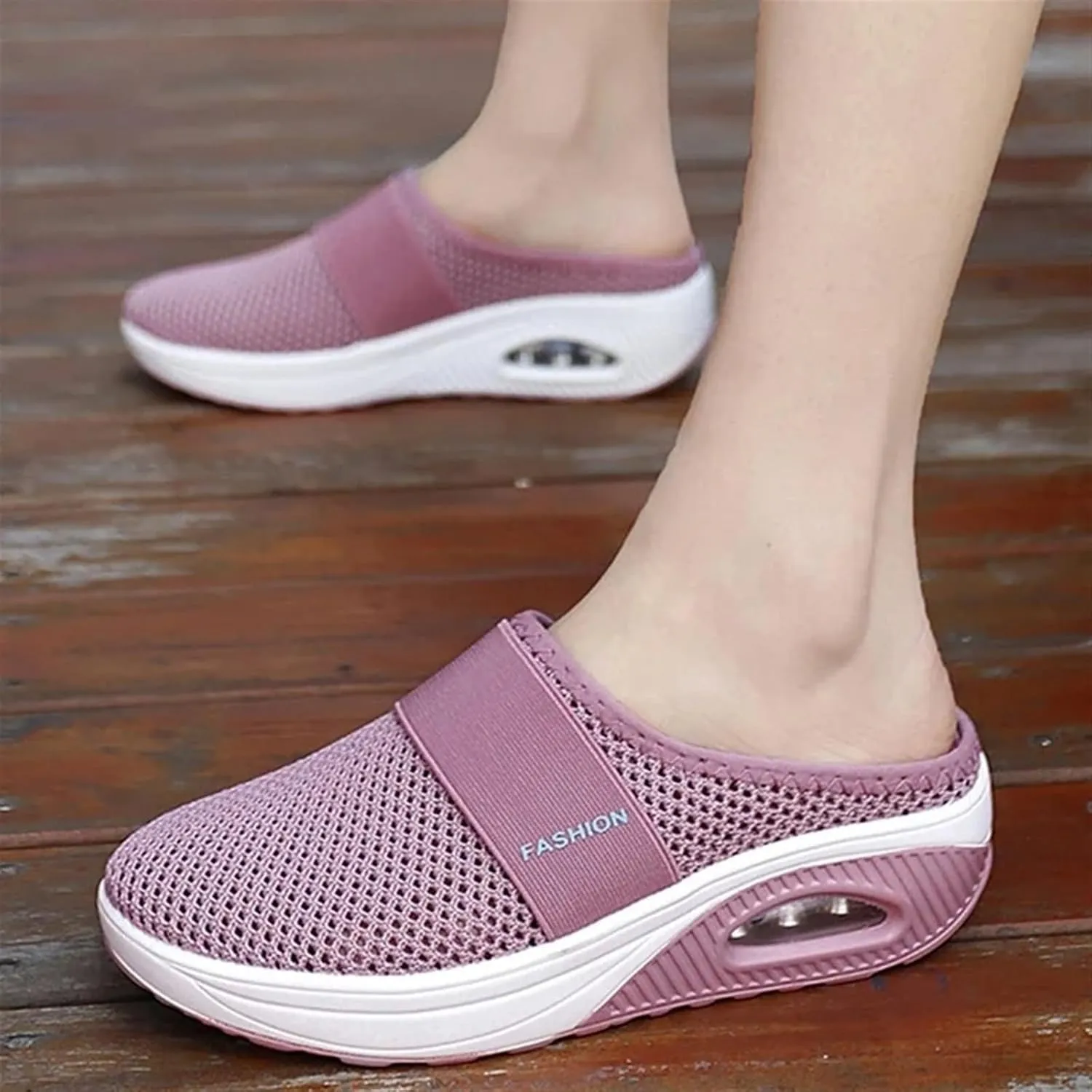 Mmoneyake Mules for Women 2025 Open Back Slip On Shoes Wide Width Clogs Mesh Slippers Air Cushion Orthopedic Diabetic Walking Shoes Backless Breathable Sneakers Closed Toe Slides