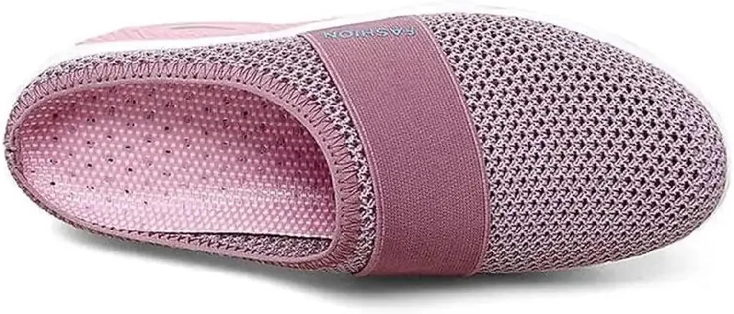 Mmoneyake Mules for Women 2025 Open Back Slip On Shoes Wide Width Clogs Mesh Slippers Air Cushion Orthopedic Diabetic Walking Shoes Backless Breathable Sneakers Closed Toe Slides
