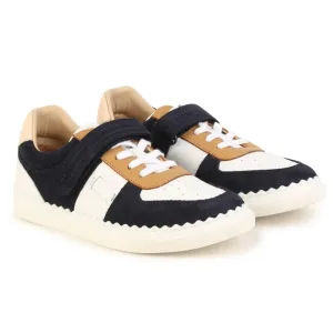Navy & Beige Velcro Trainers