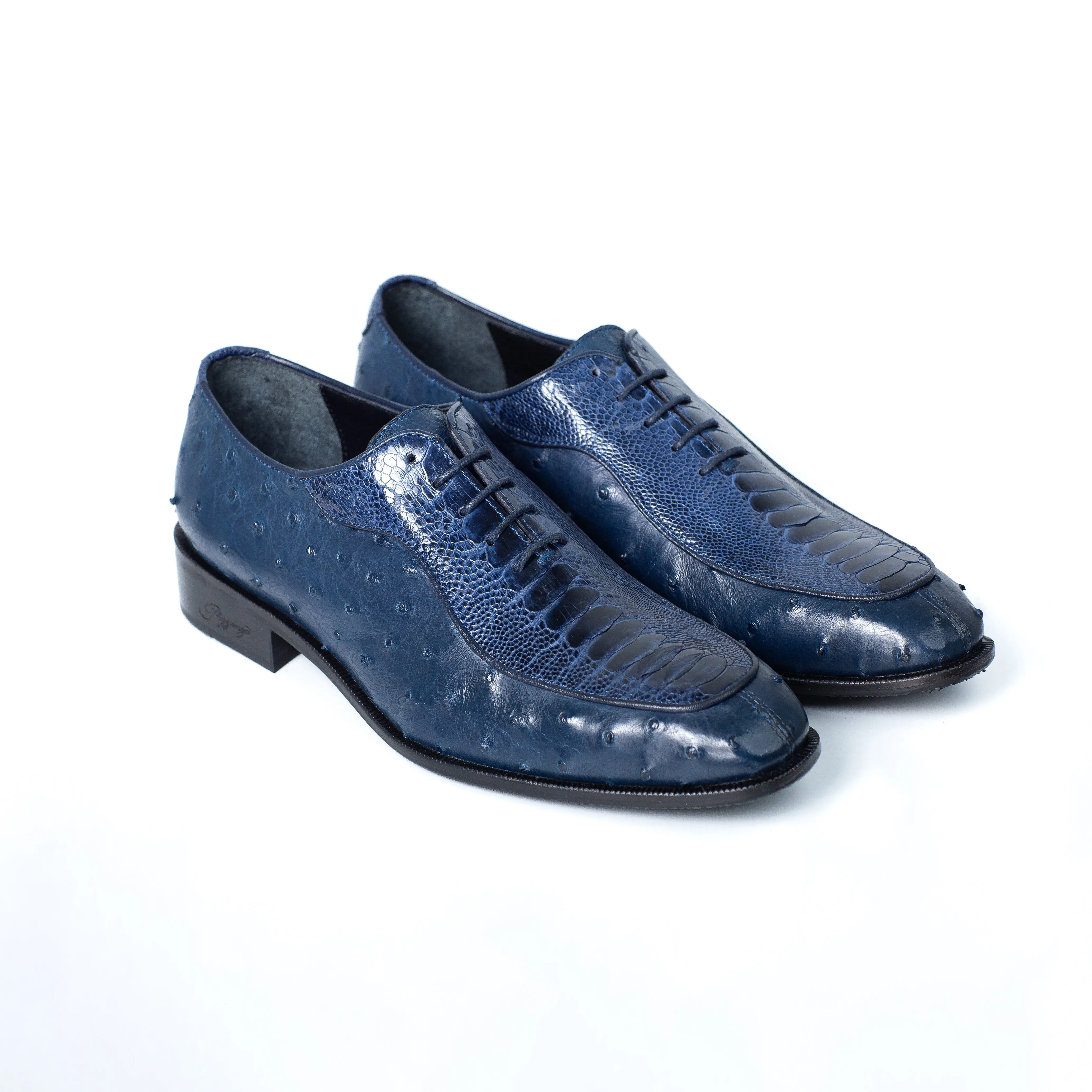 OSTRICH & CROCODILE LEATHER DERBY SHOES
