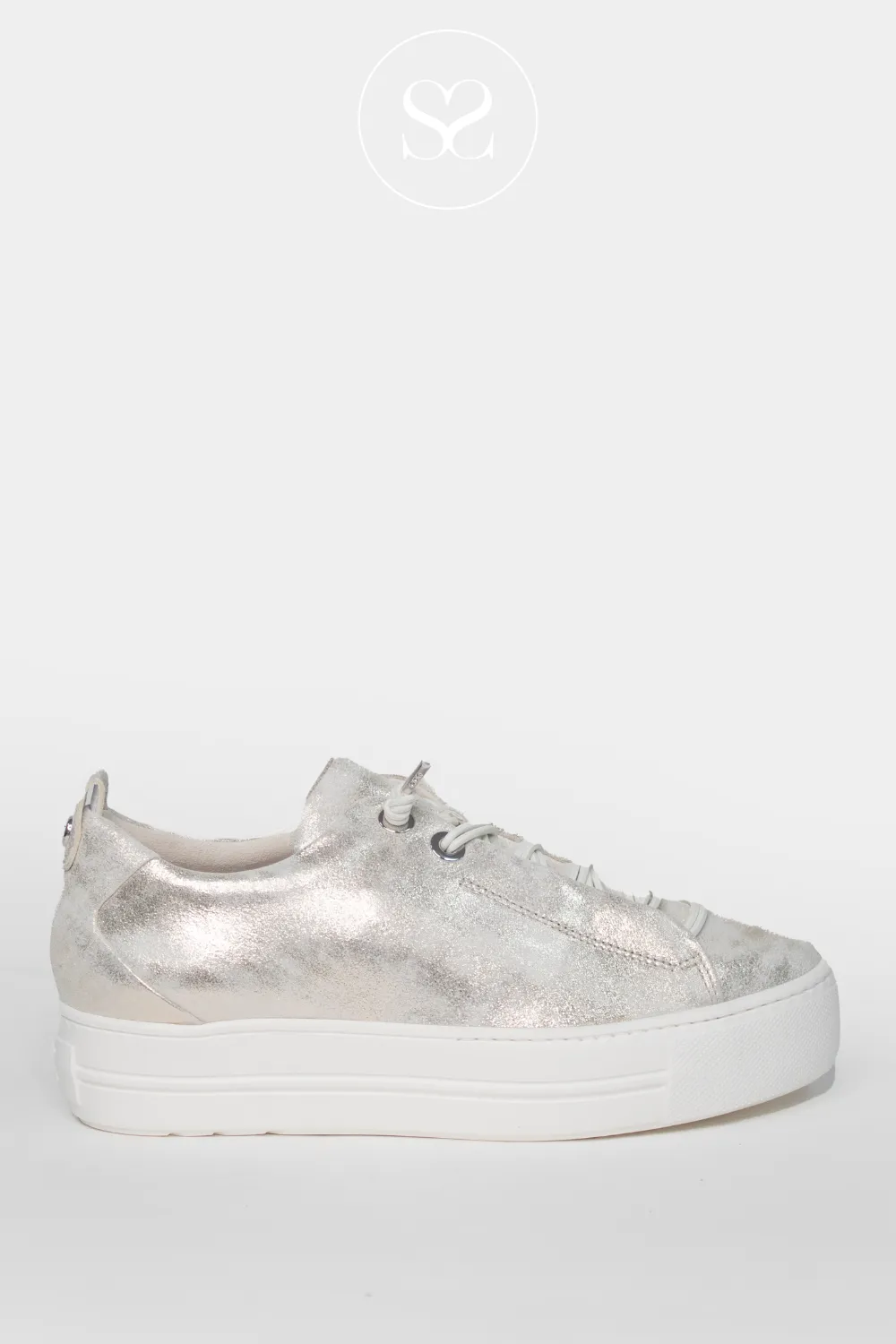 PAUL GREEN 5017 METALIC PULL ON FLATFORM TRAINERS