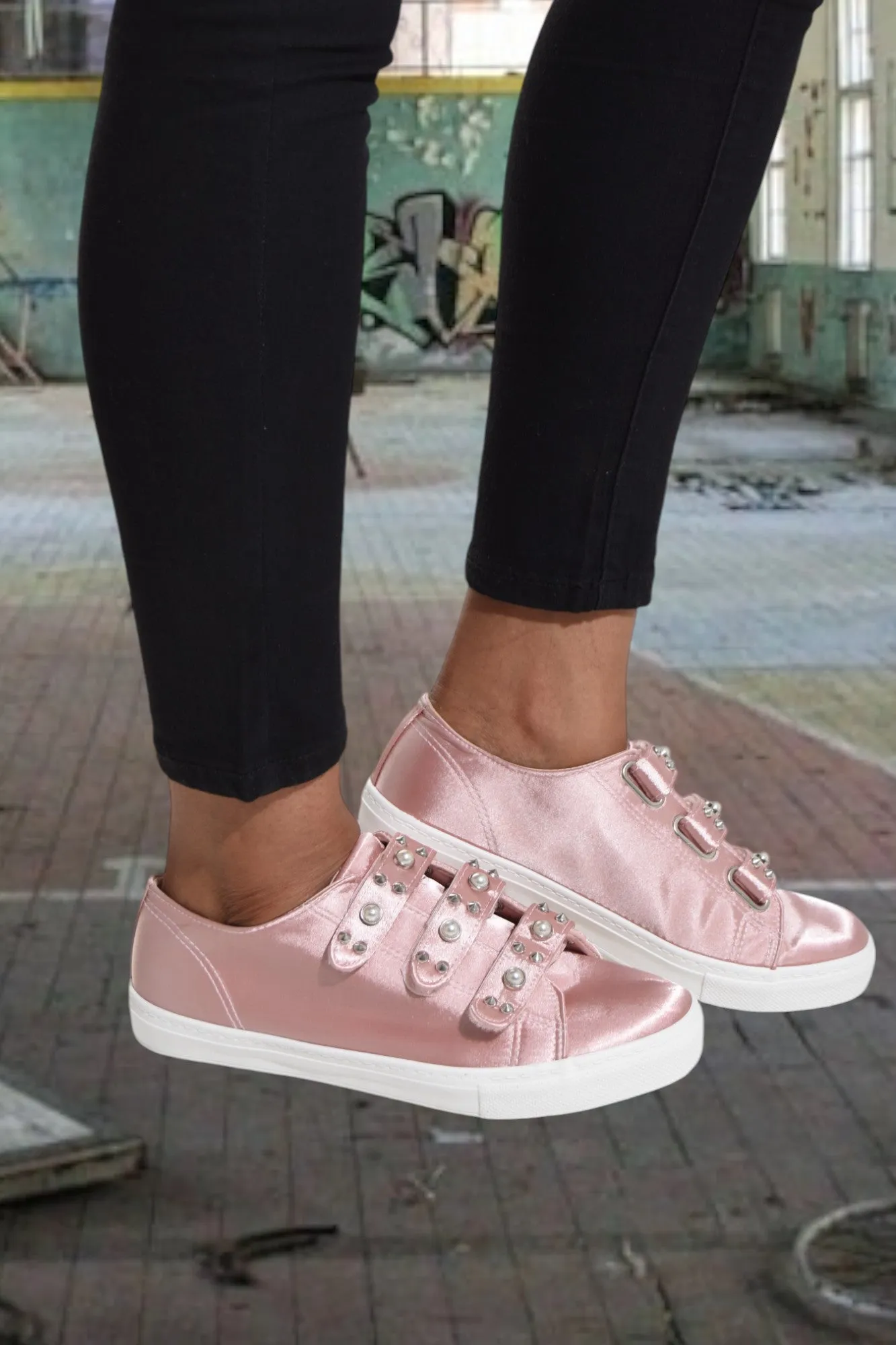 Pink Pearl Strap On Trainers