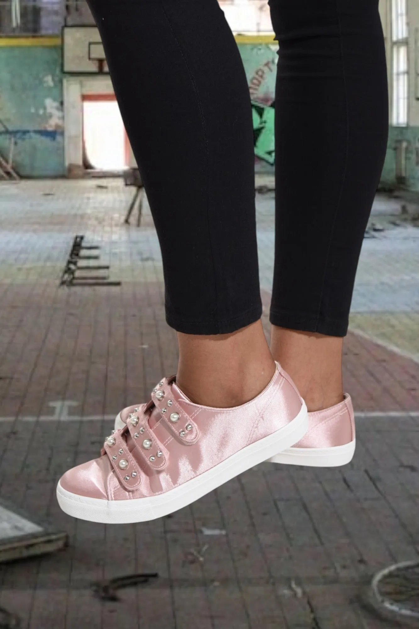 Pink Pearl Strap On Trainers