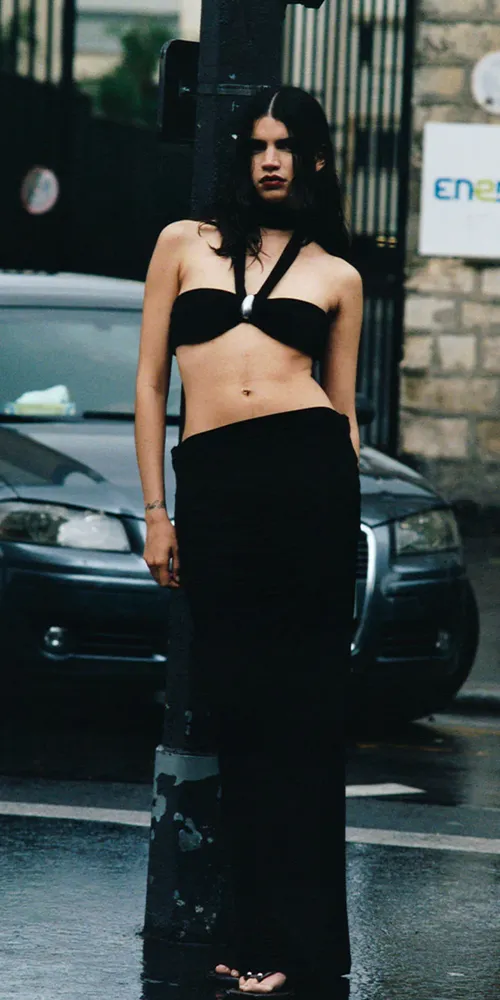 Raffy Draped Skirt Black