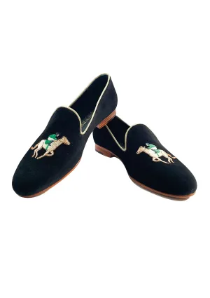 Rönner Mimosa Jockey Black & Gold Velvet Loafers
