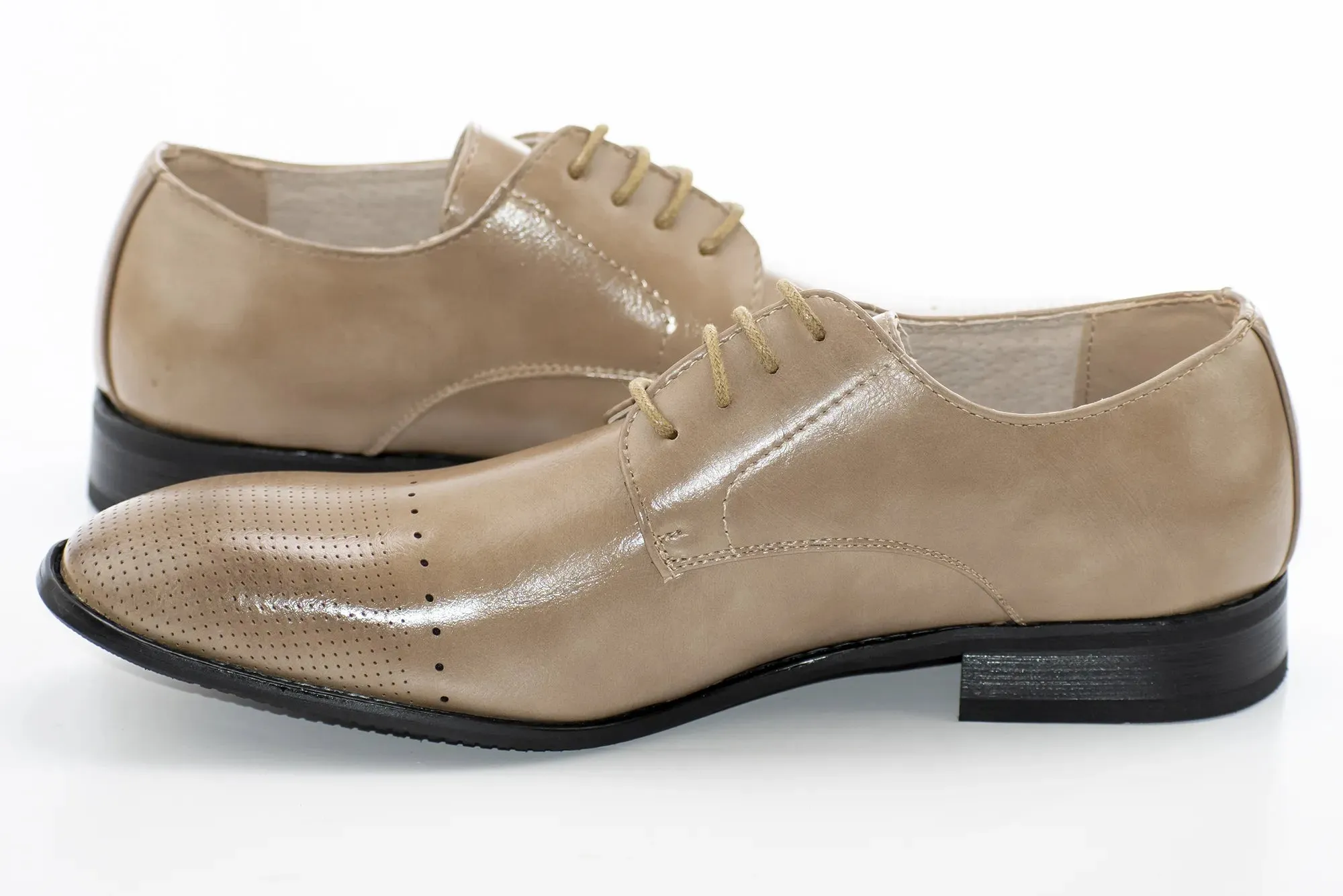 Sand Leather Perforated Derby Lace-Up