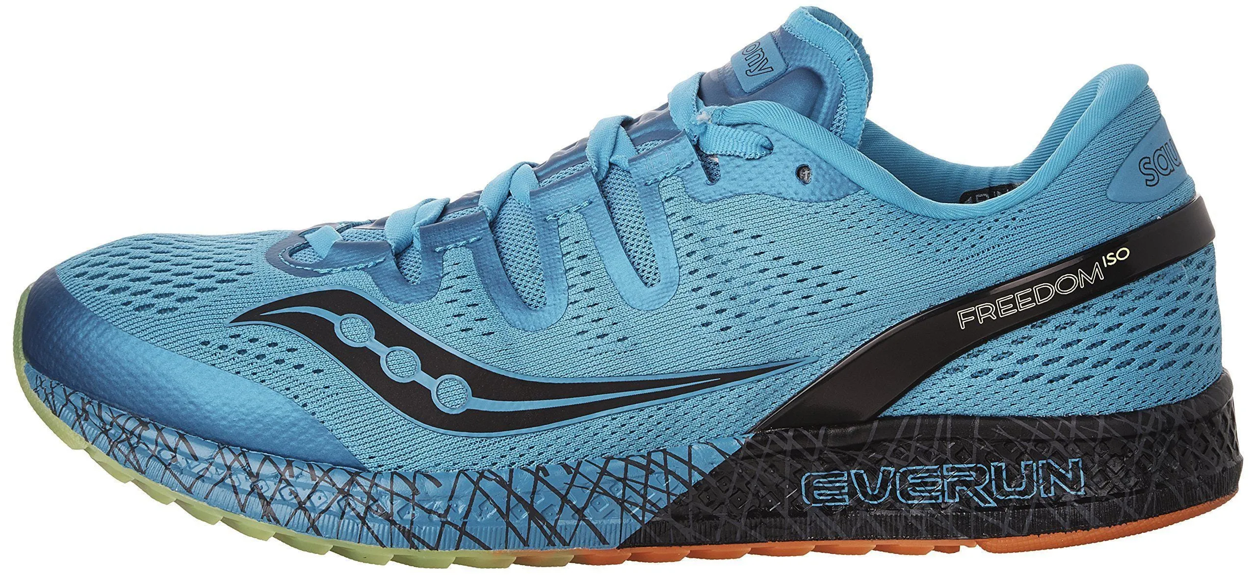 Saucony Men's Freedom ISO Running Shoe, Blue/Black/Citron, 9.5 M US