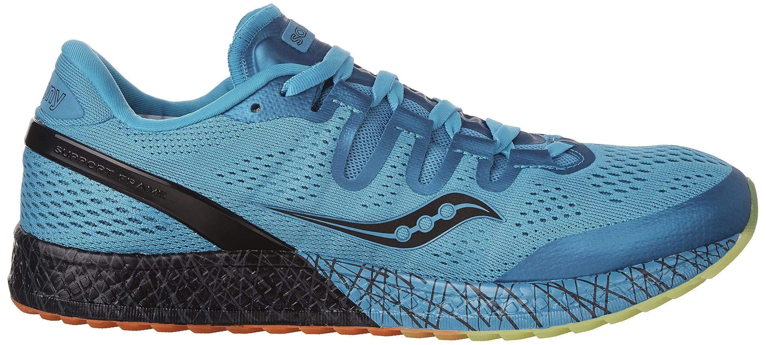 Saucony Men's Freedom ISO Running Shoe, Blue/Black/Citron, 9.5 M US