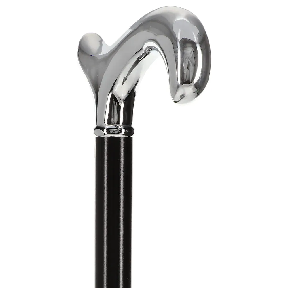 Scratch and Dent Formal Chrome Derby Cane, Black Beechwood & Silver Collar V3390