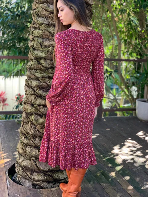 Sierra Black Print Long-Sleeved Dress