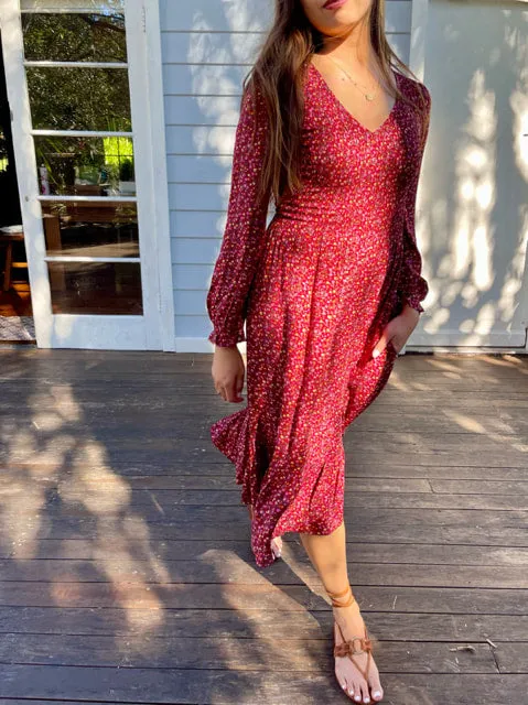 Sierra Black Print Long-Sleeved Dress