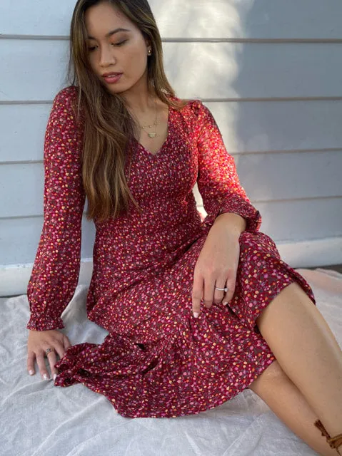 Sierra Black Print Long-Sleeved Dress
