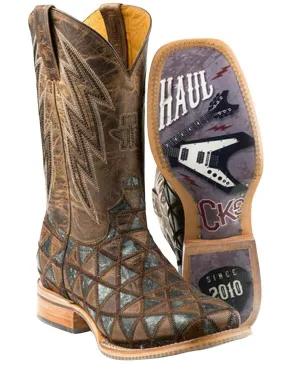 Tin Haul Men's Patchwork Vamp Western Boot - Square Toe - 14-020-0077-0383 BL