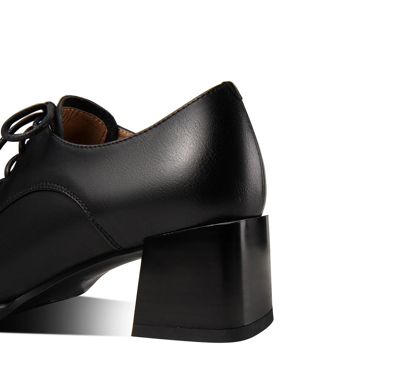 TinaCus Women's Genuine Leather Handmade Block Heel Lace Up Oxford Pumps