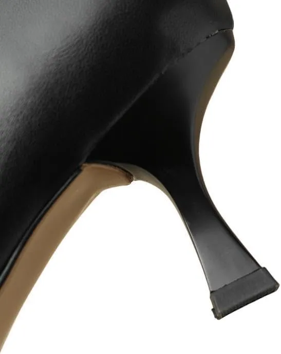 TinaCus Women's Genuine Leather Handmade Pointed Toe Bowtie Side Zipper Kitten Heel Office Pumps Shoes