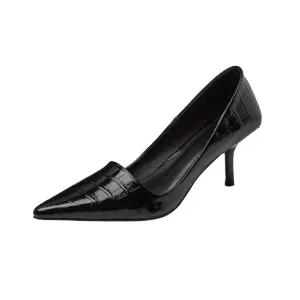 TinaCus Women's Genuine Leather Handmade Pointed Toe Mid Stiletto Heel Slip On Loafer Pumps