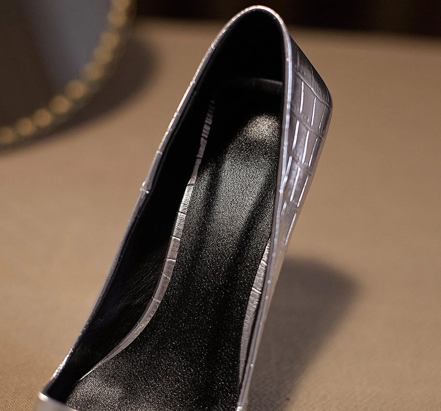 TinaCus Women's Genuine Leather Handmade Pointed Toe Mid Stiletto Heel Slip On Loafer Pumps