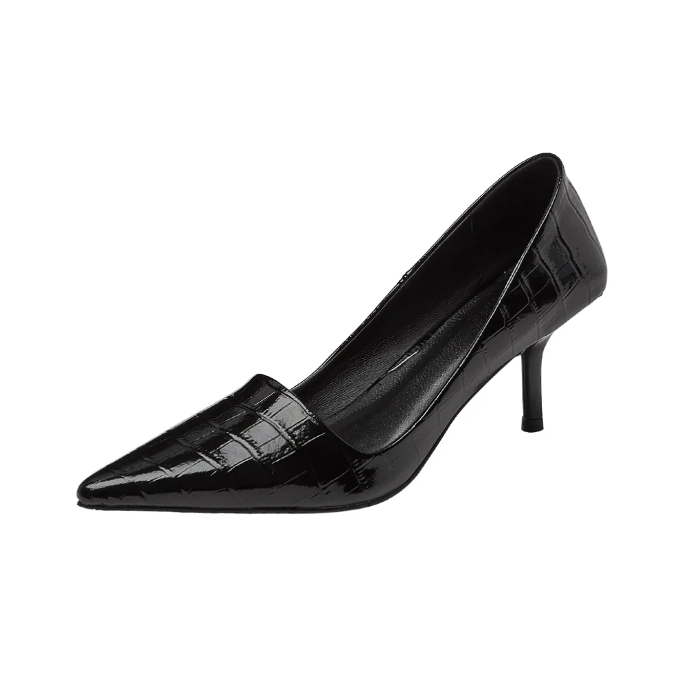 TinaCus Women's Genuine Leather Handmade Pointed Toe Mid Stiletto Heel Slip On Loafer Pumps
