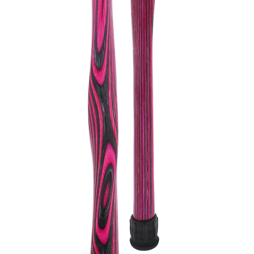 USA-Made Twisted Pink & Charcoal Cane: Vibrant Colorwood Laminate