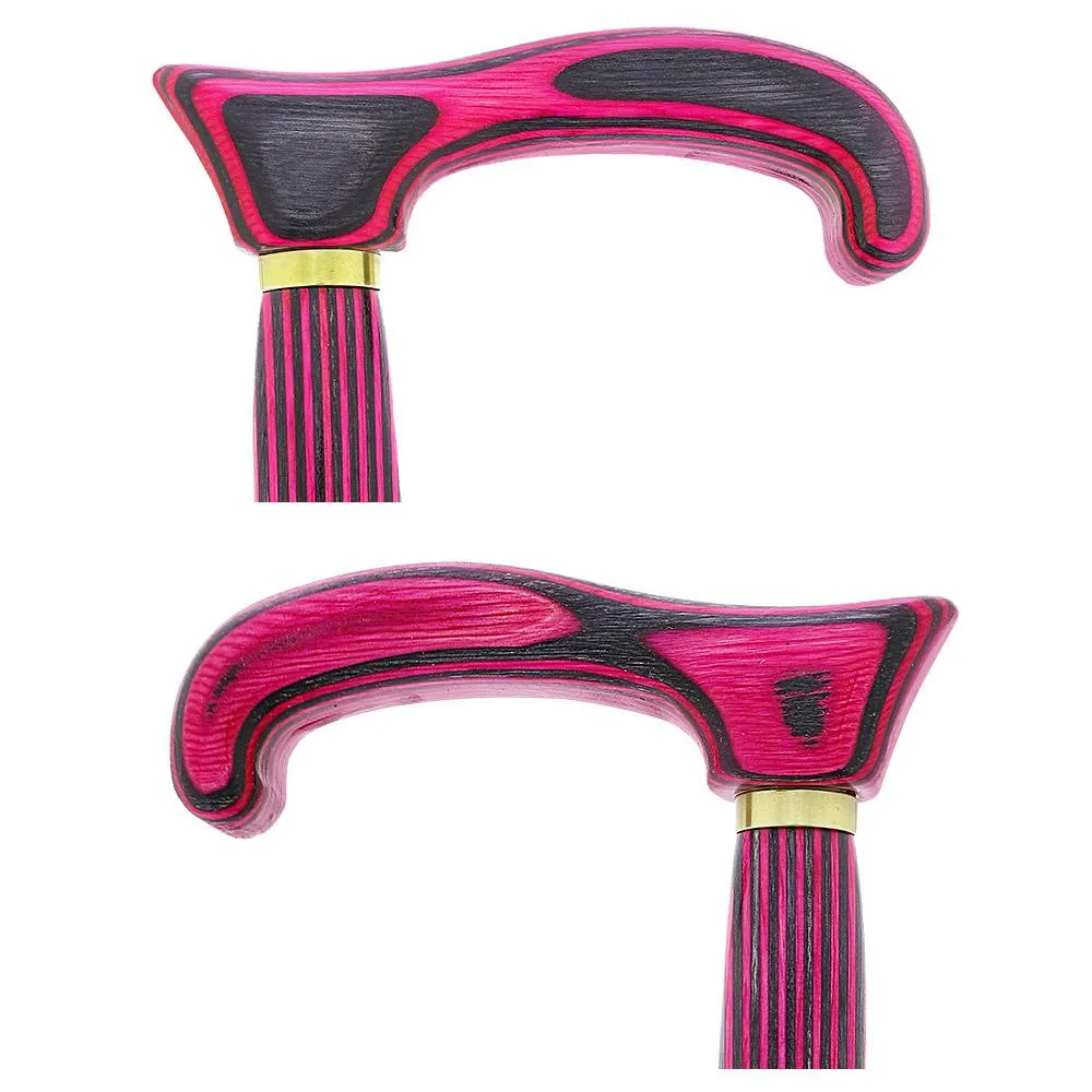 USA-Made Twisted Pink & Charcoal Cane: Vibrant Colorwood Laminate