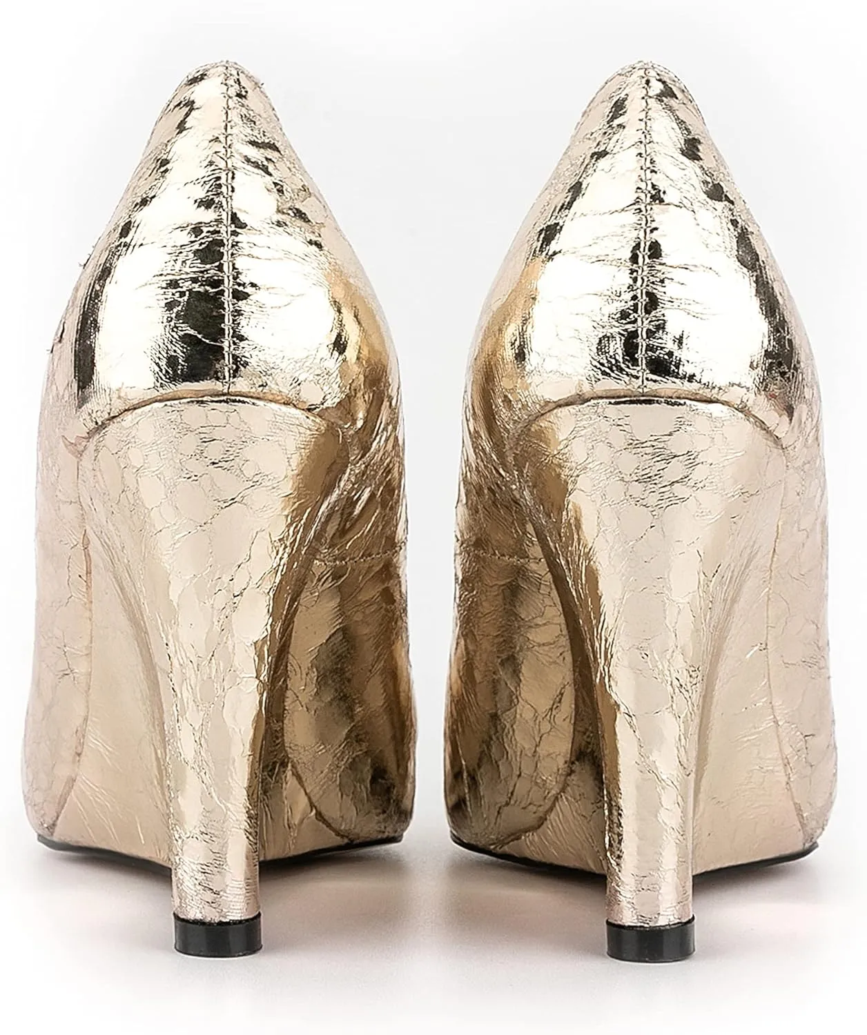Women Shiny Patent Vegan Leather Wedge Shoes Pointed Slide Dress High Heel Shoes for Party