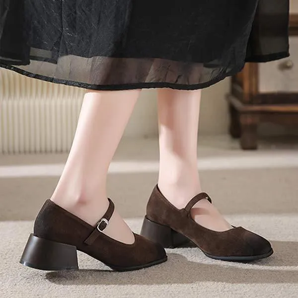 Womens' Square Toe Chunky Heel Mary Jane Shoes 84180100C