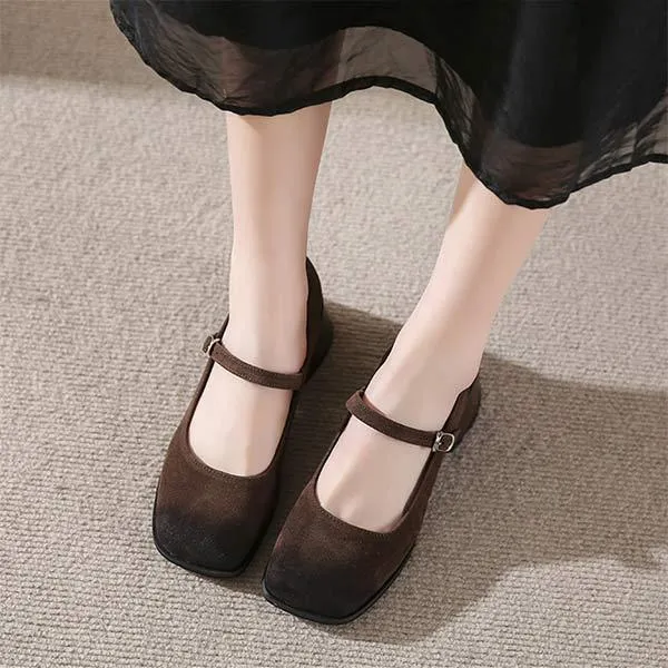 Womens' Square Toe Chunky Heel Mary Jane Shoes 84180100C