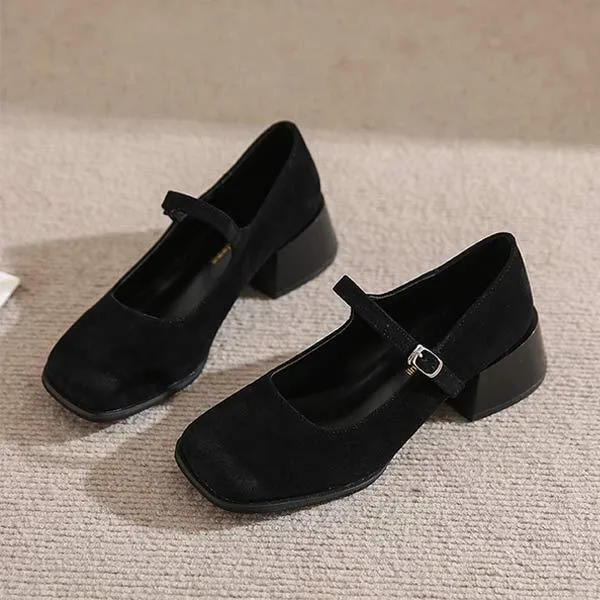 Womens' Square Toe Chunky Heel Mary Jane Shoes 84180100C