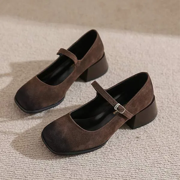 Womens' Square Toe Chunky Heel Mary Jane Shoes 84180100C