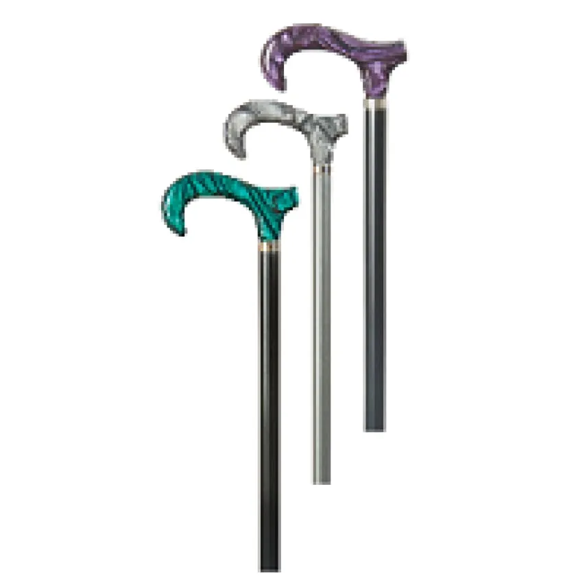 WOOD CANE - ACRYLIC EMERALD MARBLE