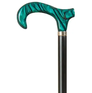 WOOD CANE - ACRYLIC EMERALD MARBLE